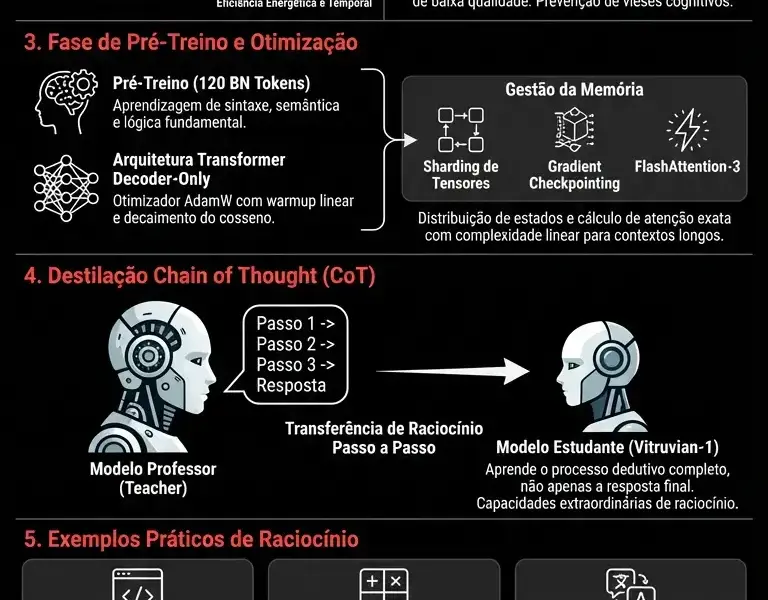 Infografica: Treino do Vitruvian-1: Pipeline e Destila&ccedil;&atilde;o CoT