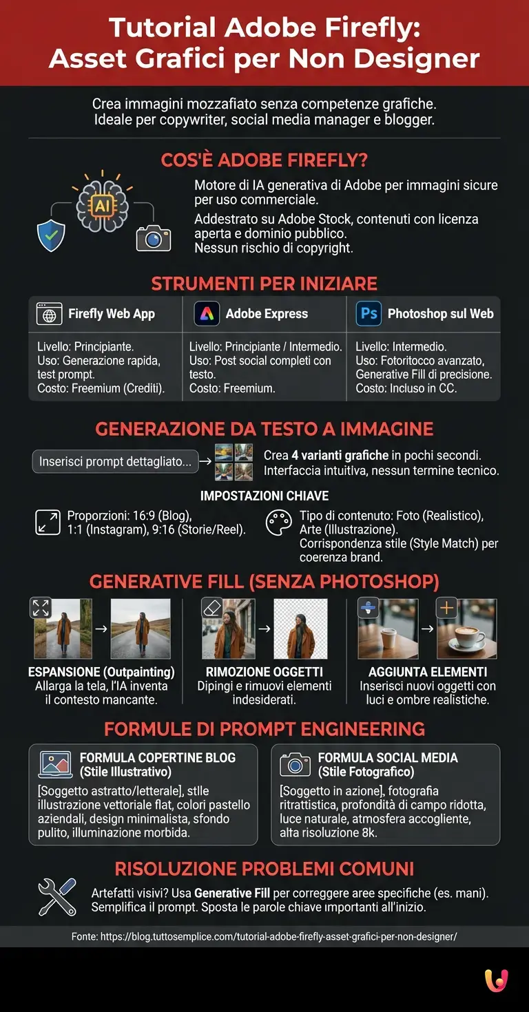 Tutorial Adobe Firefly: Asset Grafici per Non Designer - Infografica riassuntiva