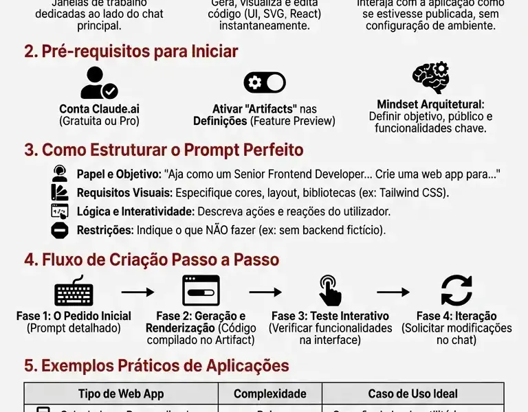 Infografica: Tutorial Claude Artifacts: Crie Web Apps Sem C&oacute;digo