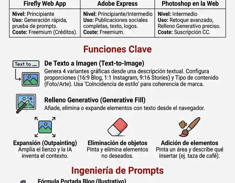 Infografica: Tutorial de Adobe Firefly: Recursos Gr&aacute;ficos para No Dise&ntilde;adores