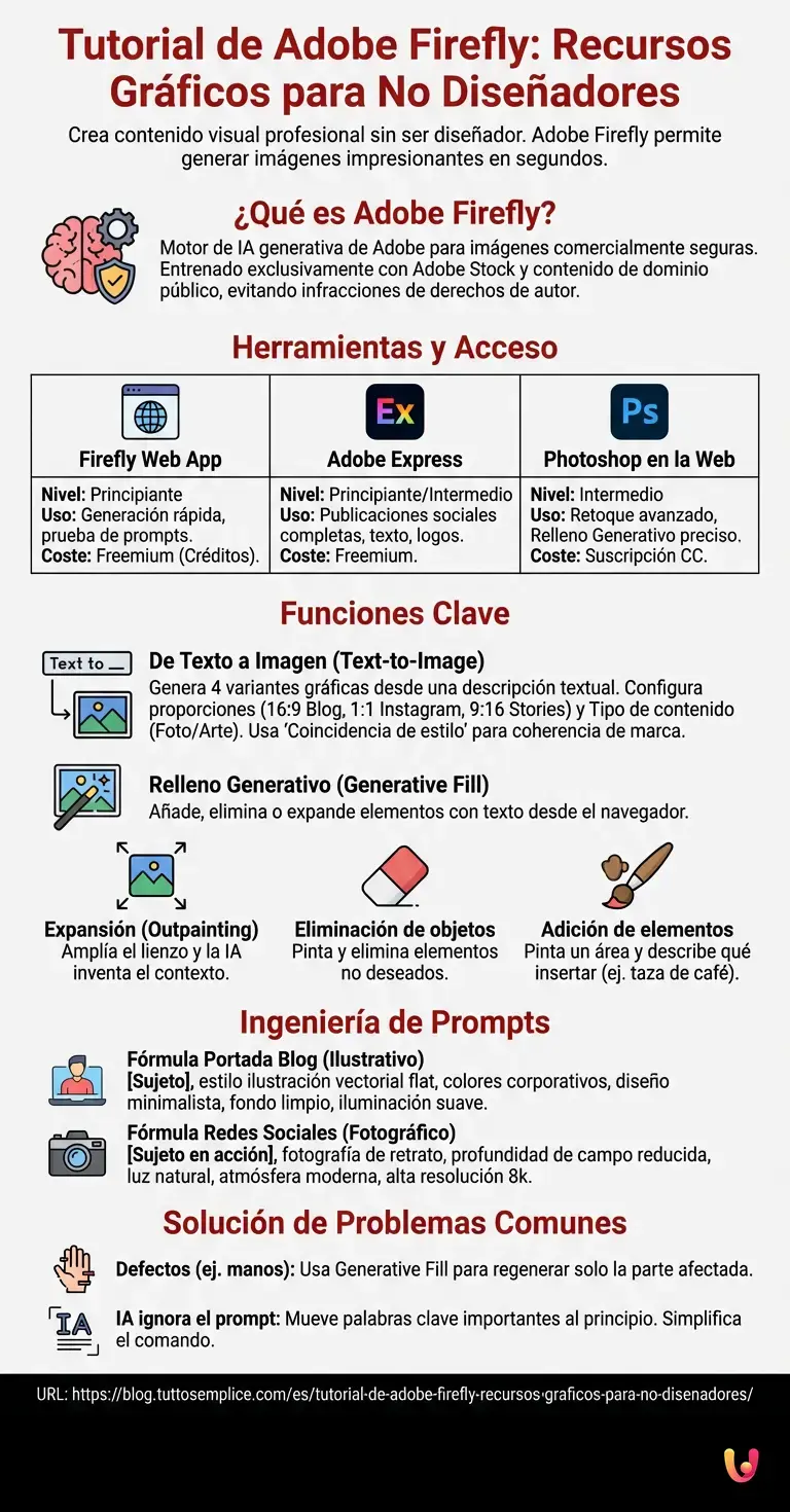 Tutorial de Adobe Firefly: Recursos Gr&aacute;ficos para No Dise&ntilde;adores - Infograf&iacute;a resumen