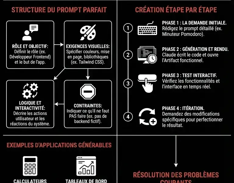 Infografica: Tutoriel Claude Artifacts : Cr&eacute;ez des Web Apps Sans Code