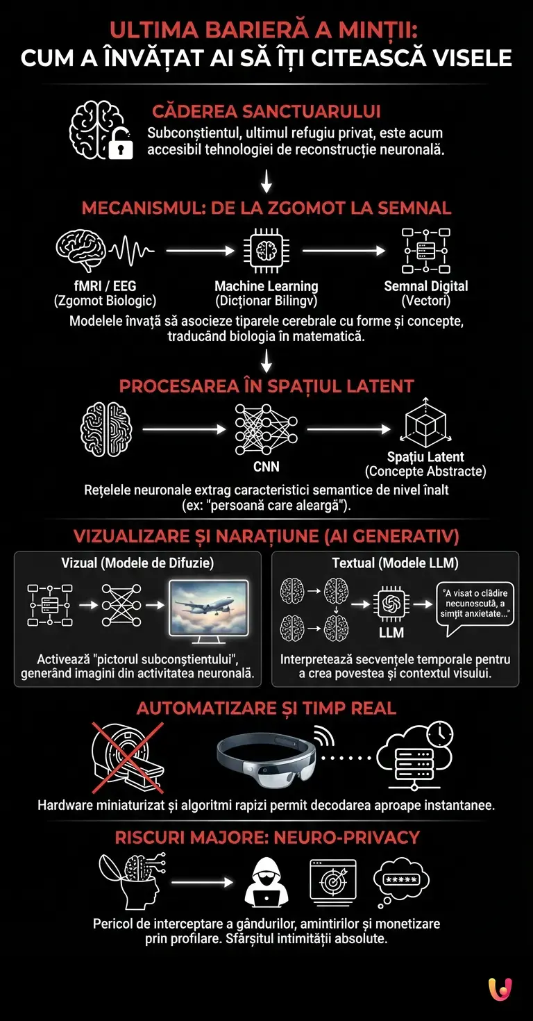 Ultima barieră a minții: Cum a &icirc;nvățat AI să &icirc;ți citească visele - Infografic rezumativ