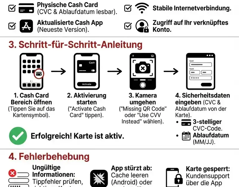 Infografica: Umfassender Leitfaden: Cash App Karte ohne QR-Code aktivieren