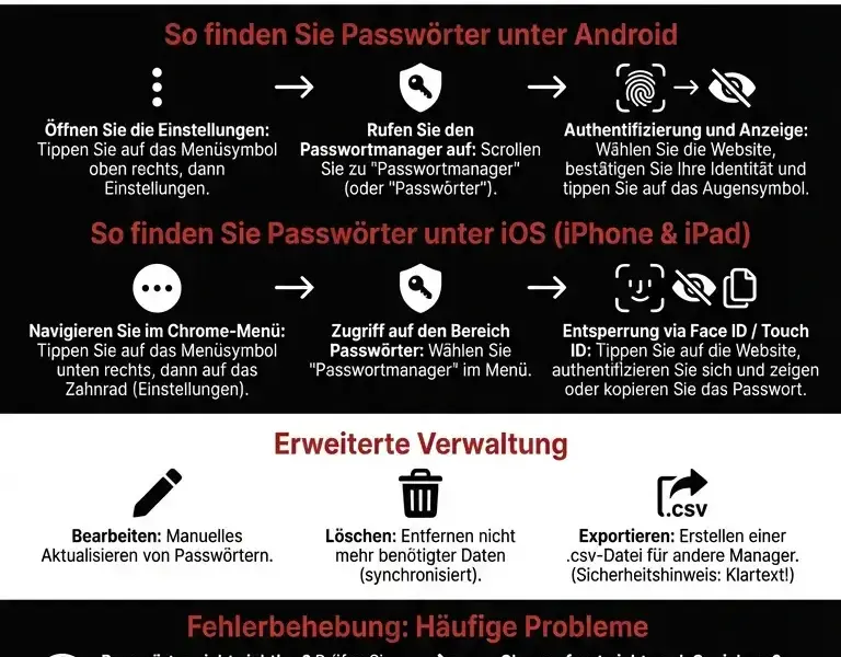 Infografica: Umfassender Leitfaden: Gespeicherte Passw&ouml;rter in Chrome Mobile