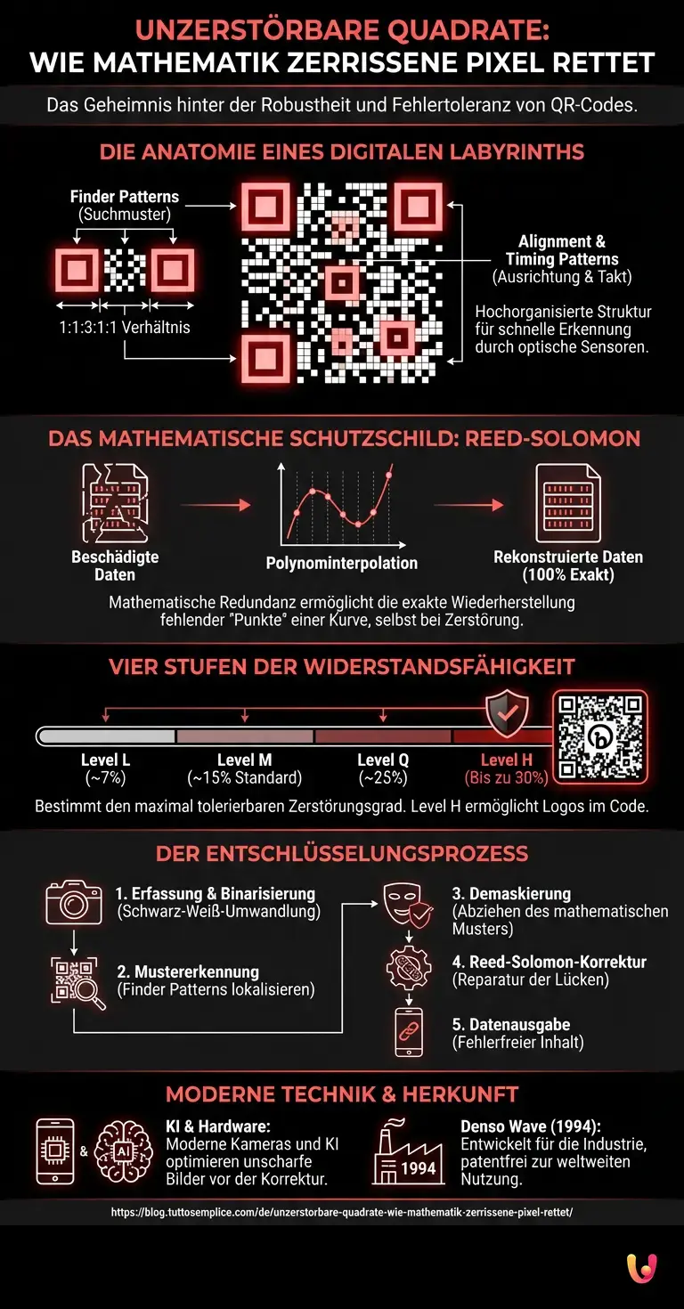 Unzerst&ouml;rbare Quadrate: Wie Mathematik zerrissene Pixel rettet - Zusammenfassende Infografik
