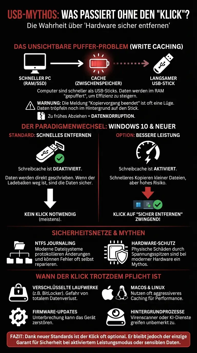 USB-Mythos: Was wirklich passiert, wenn Sie den Klick vergessen - Zusammenfassende Infografik