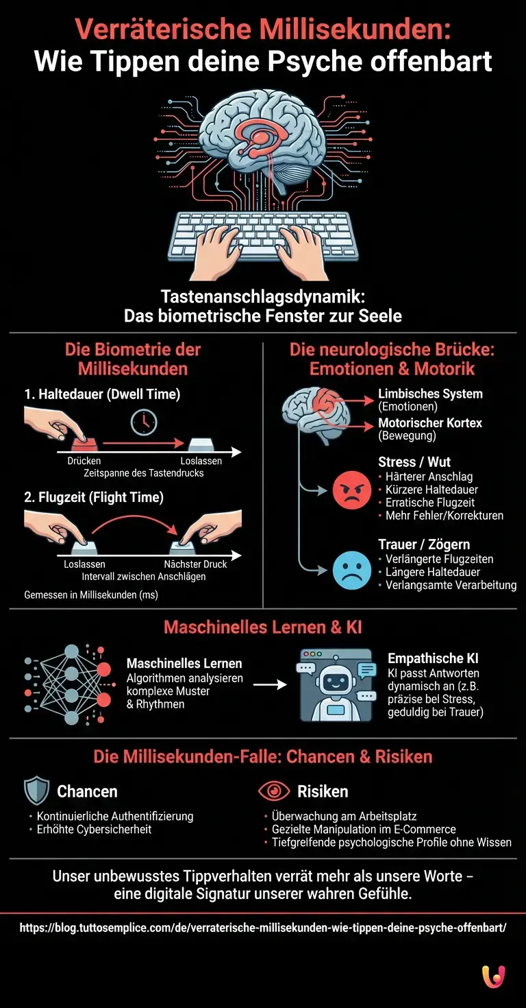 Verräterische Millisekunden: Wie Tippen deine Psyche offenbart - Zusammenfassende Infografik