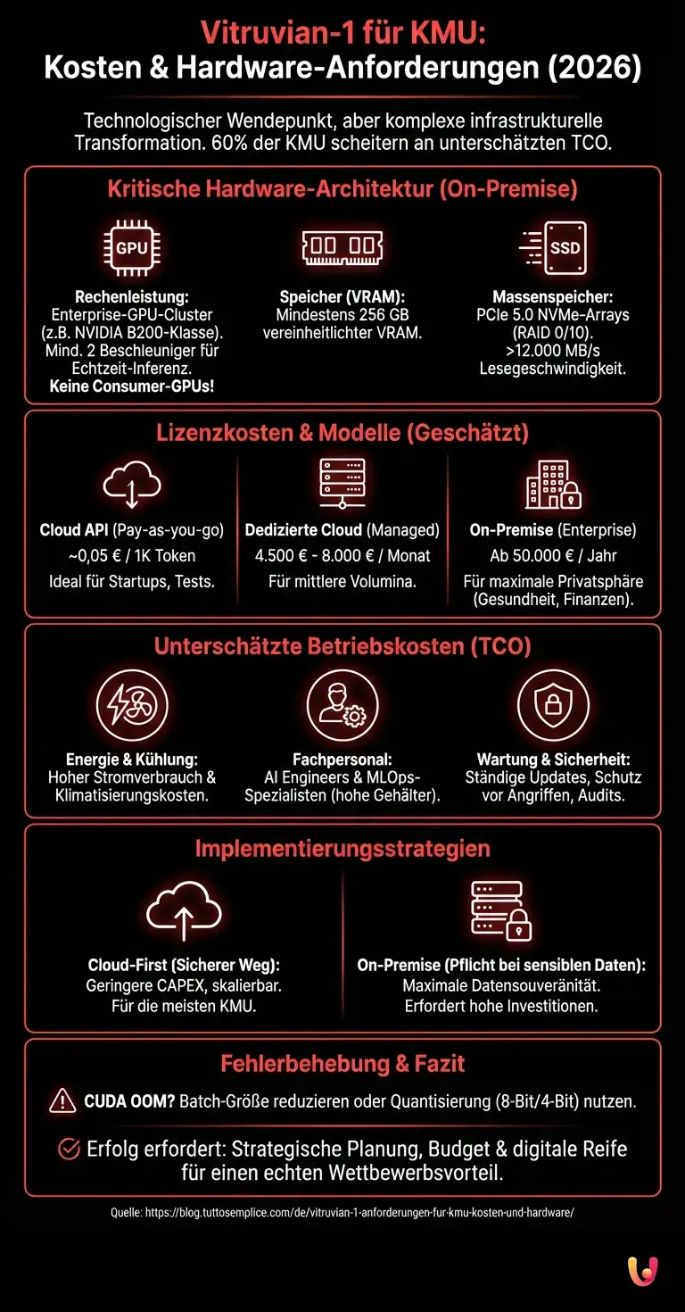 Vitruvian-1-Anforderungen f&uuml;r KMU: Kosten und Hardware - Zusammenfassende Infografik
