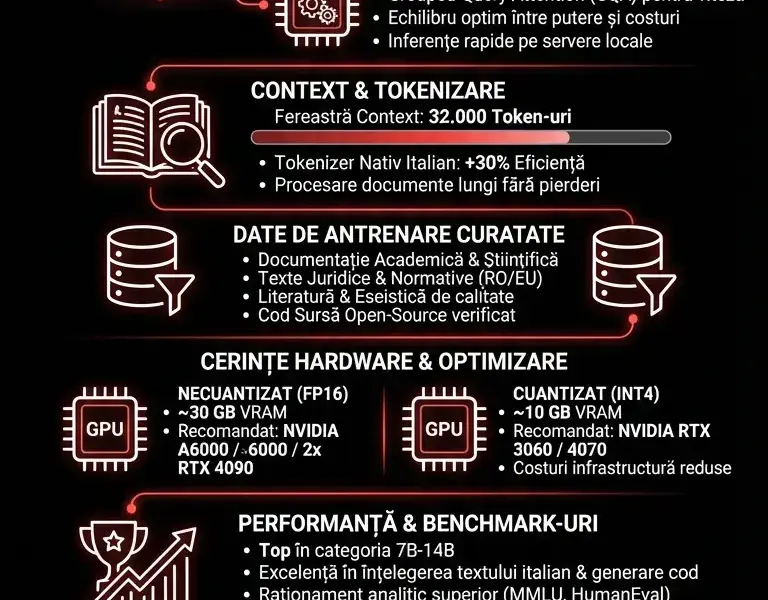 Infografica: Vitruvian-1: Ghid Tehnic pentru Modelul IA Italian de 14B