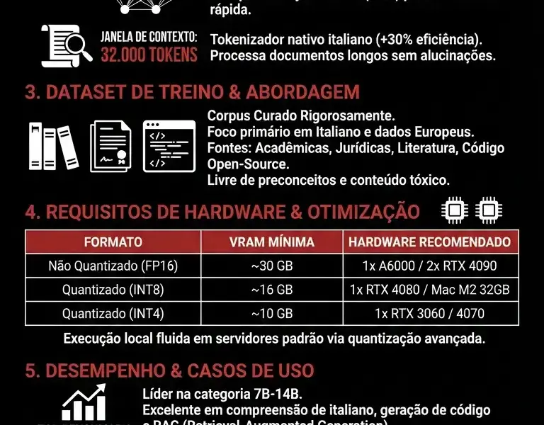 Infografica: Vitruvian-1: Guia T&eacute;cnico do Modelo de IA Italiano de 14B