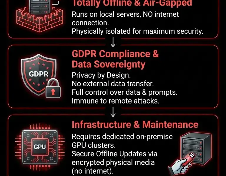 Infografica: Vitruvian-1 Offline Deployment: Public Administration AI and GDPR