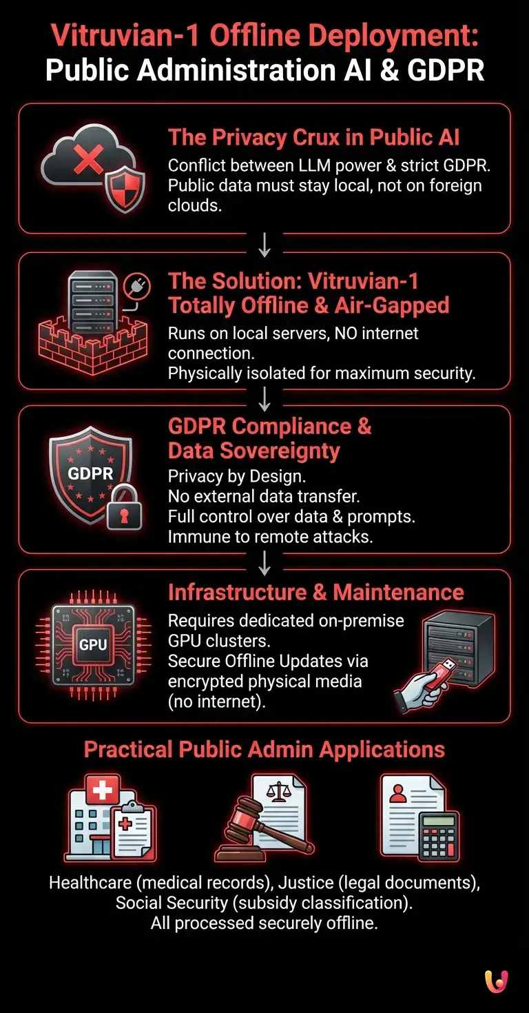 Vitruvian-1 Offline Deployment: Public Administration AI and GDPR - Summary Infographic