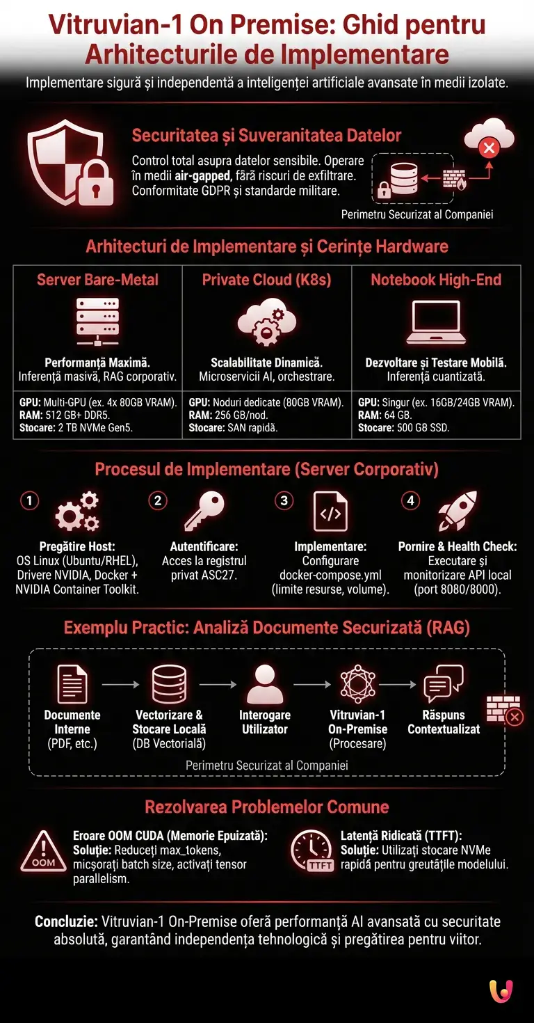 Vitruvian-1 On Premise: Ghid pentru Arhitecturile de Implementare - Infografic rezumativ