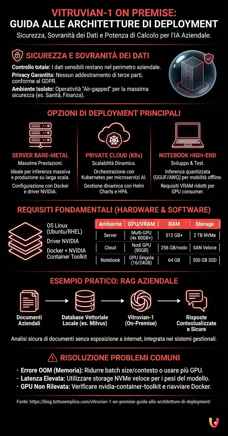 Vitruvian-1 On Premise: Guida alle Architetture di Deployment - Infografica riassuntiva