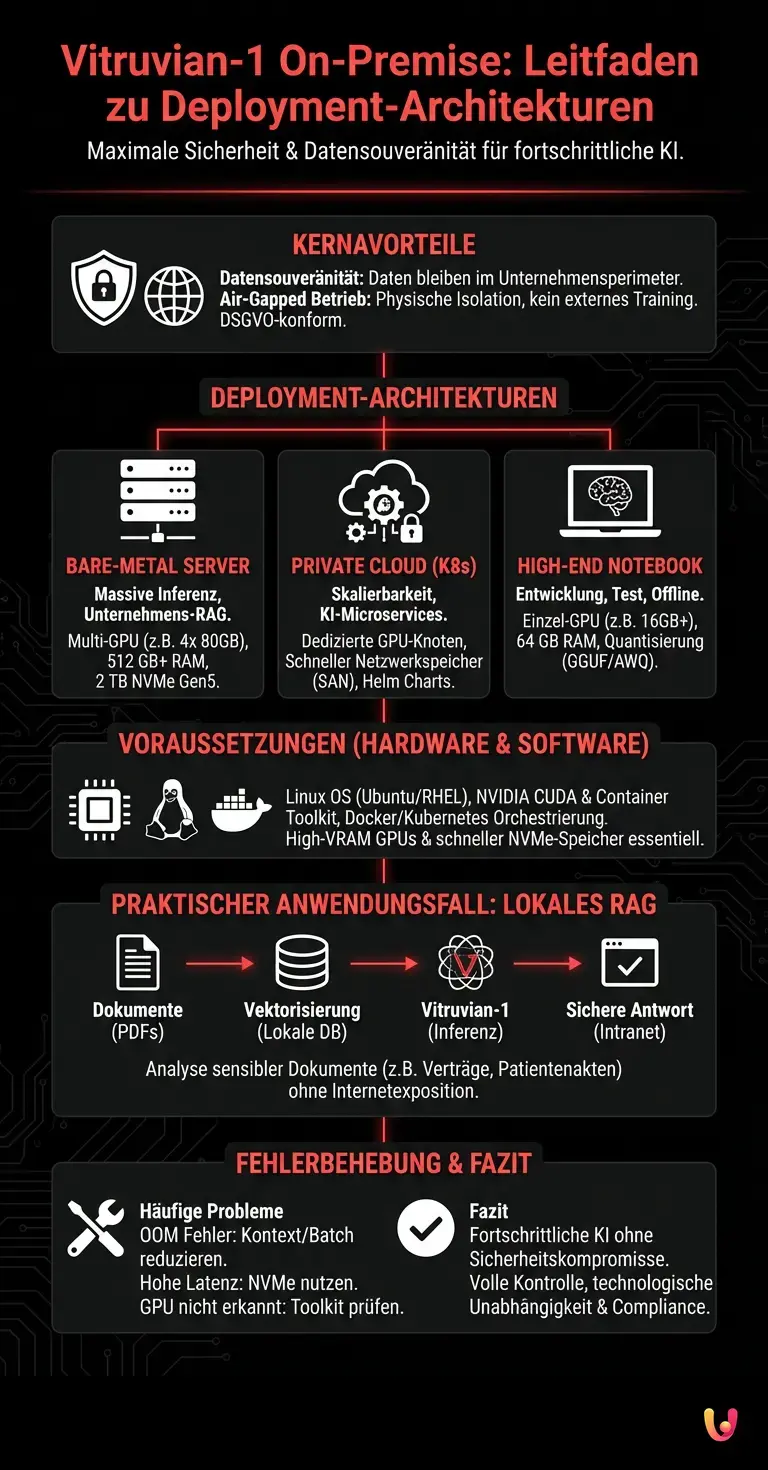 Vitruvian-1 On-Premise: Leitfaden zu Deployment-Architekturen - Zusammenfassende Infografik
