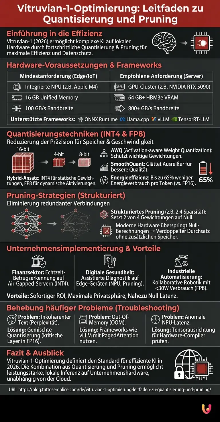 Vitruvian-1-Optimierung: Leitfaden zu Quantisierung und Pruning - Zusammenfassende Infografik
