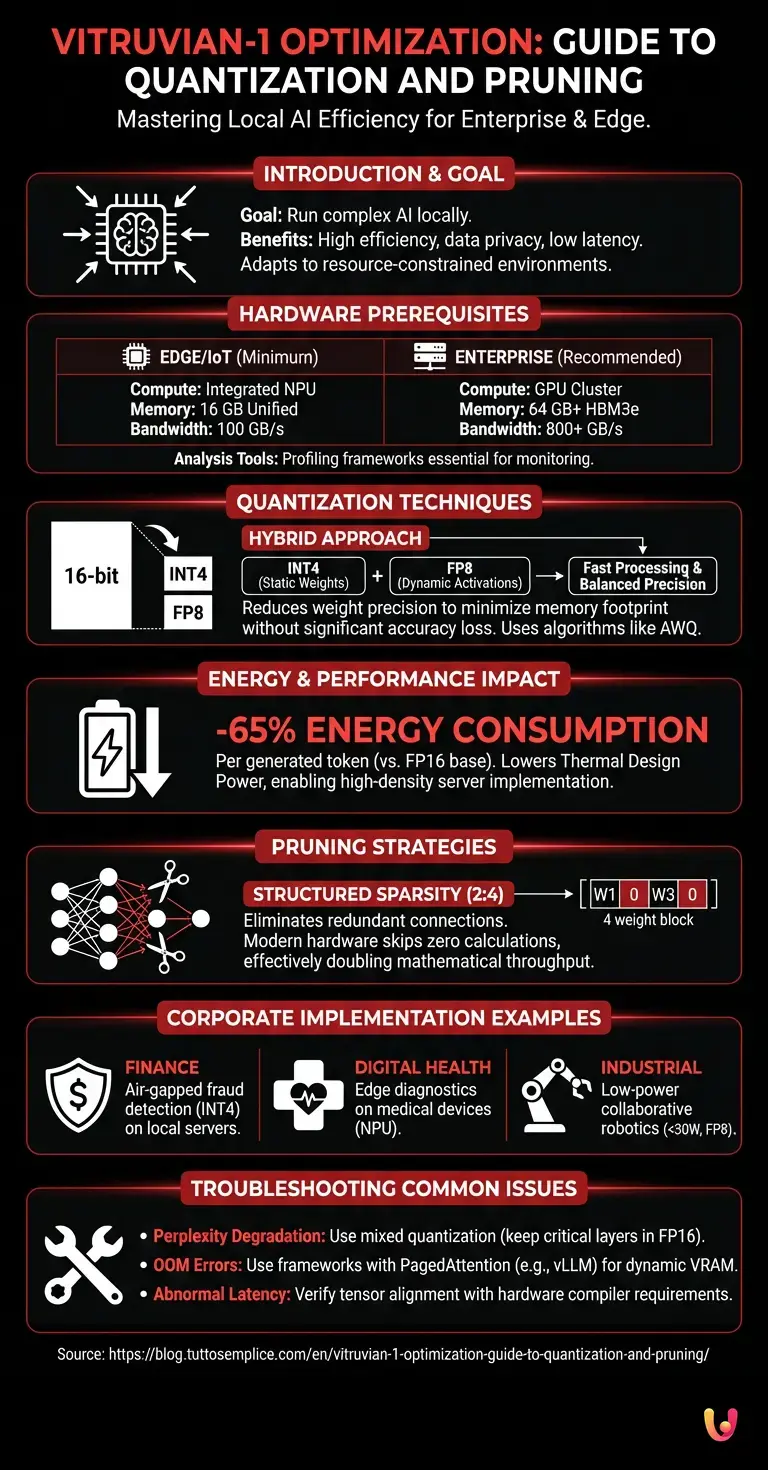 Vitruvian-1 Optimization: Guide to Quantization and Pruning - Summary Infographic
