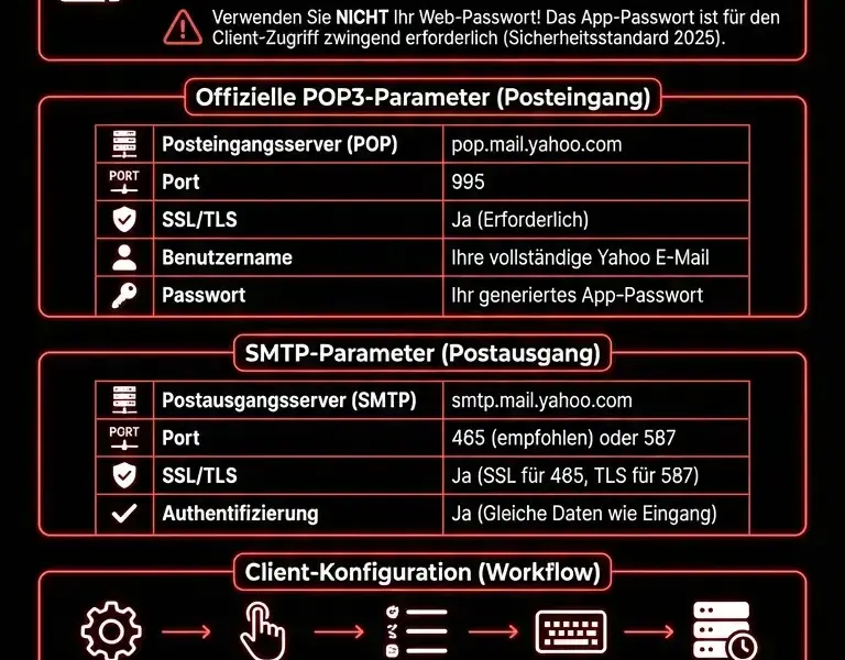 Infografica: Vollst&auml;ndiger Leitfaden zu den Yahoo Mail POP3-Einstellungen (2025)