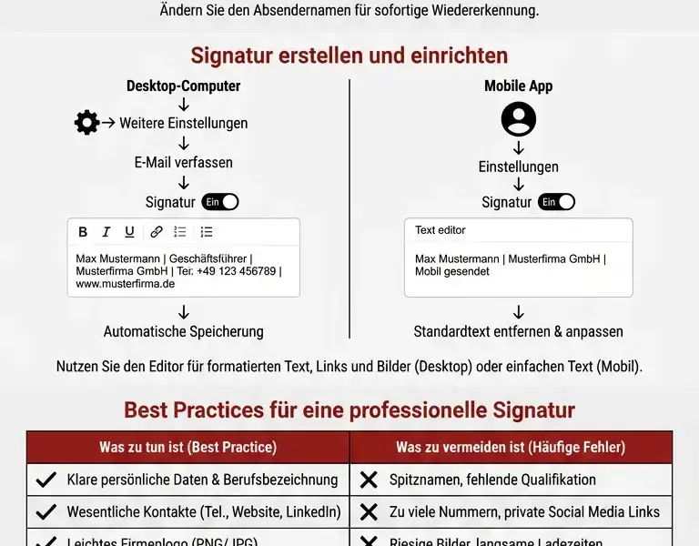 Infografica: Vollst&auml;ndiger Leitfaden zur Anpassung von Signatur und Name bei Yahoo Mail