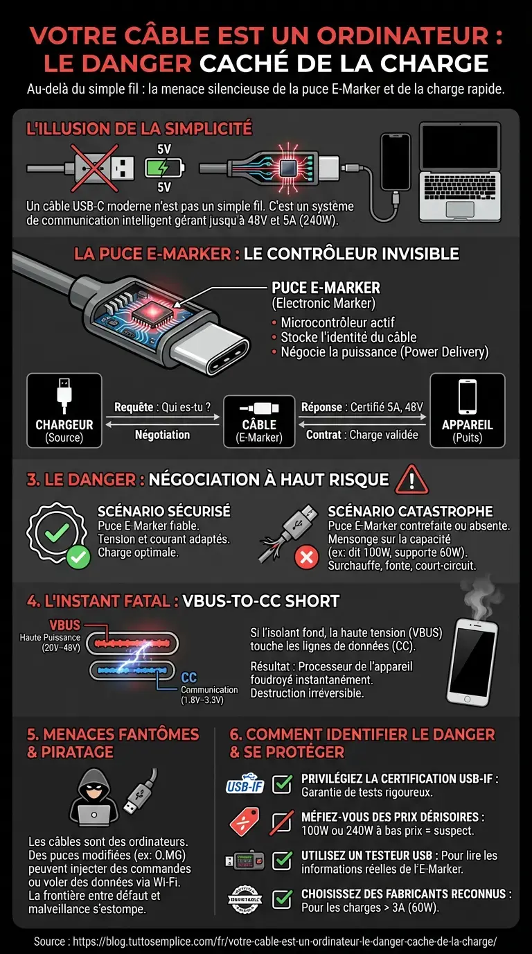 Votre câble est un ordinateur : le danger caché de la charge - Infographie résumant