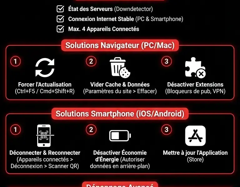 Infografica: WhatsApp Web ne se synchronise pas ? Guide de d&eacute;pannage
