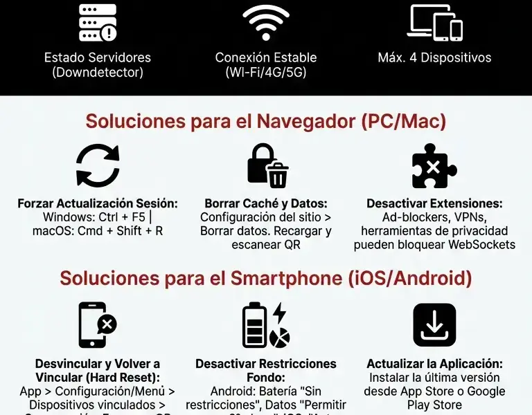 Infografica: &iquest;WhatsApp Web no sincroniza? Gu&iacute;a de Soluci&oacute;n