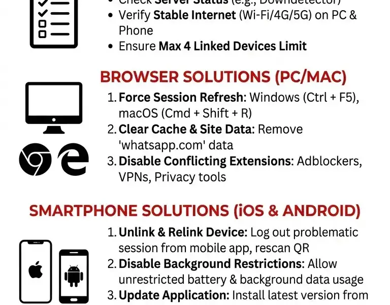 Infografica: WhatsApp Web Not Syncing? Solution Guide