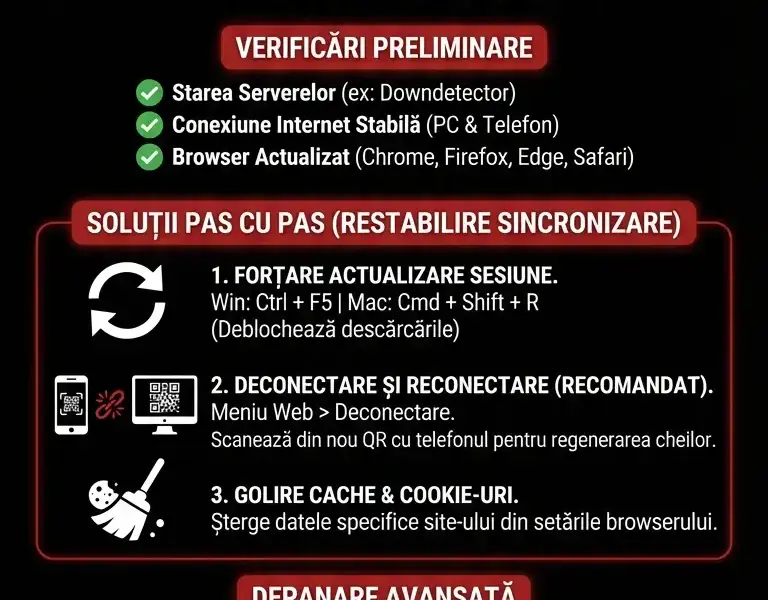 Infografica: WhatsApp Web Nu Se Sincronizează: Ghid de Rezolvare