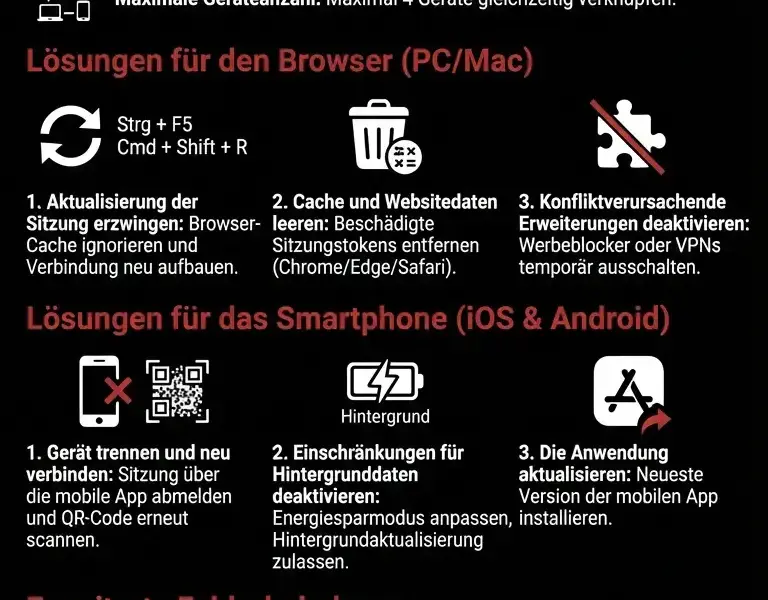 Infografica: WhatsApp Web synchronisiert nicht? Anleitung zur Probleml&ouml;sung