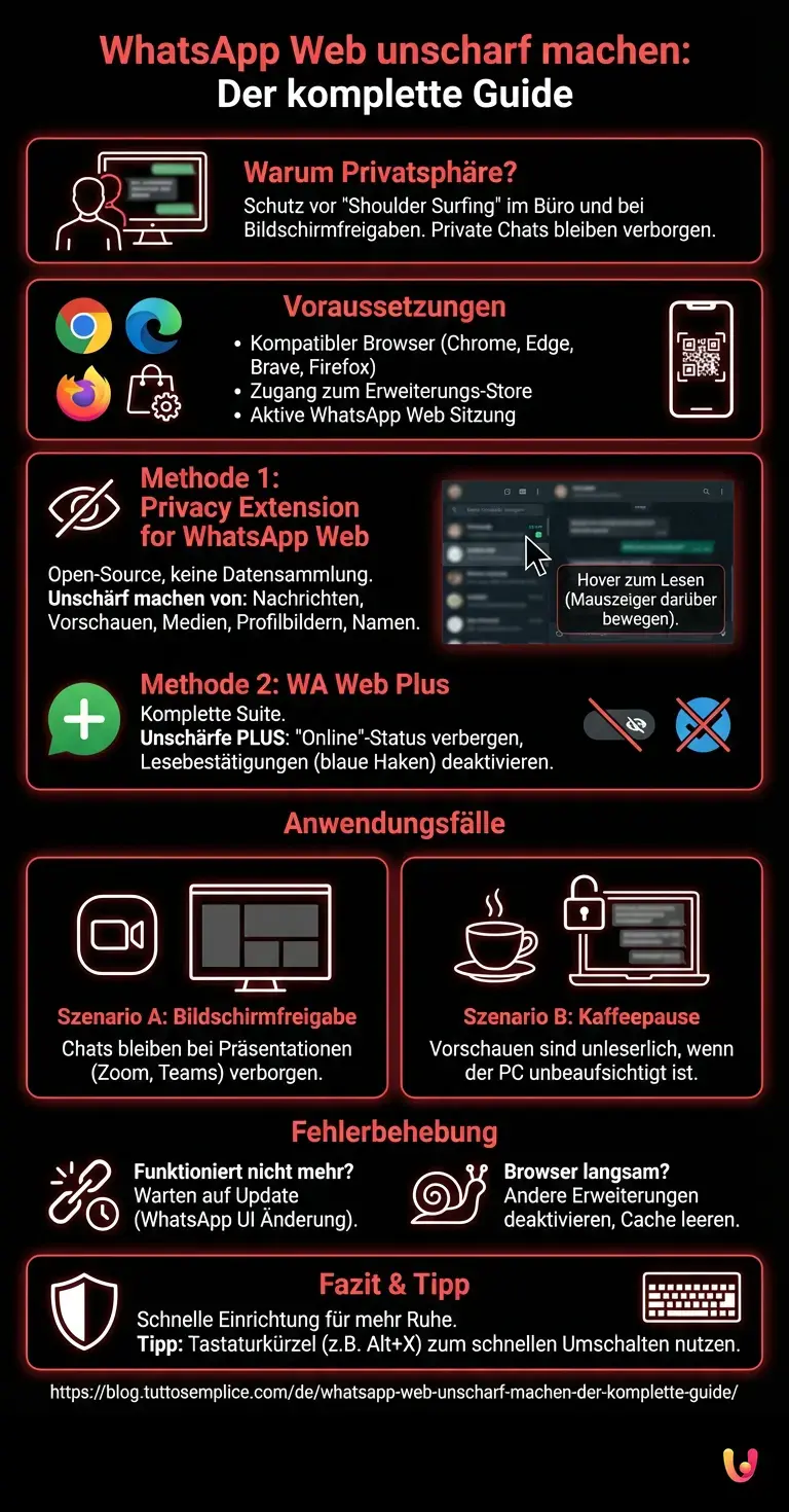 WhatsApp Web unscharf machen: Der komplette Guide - Zusammenfassende Infografik