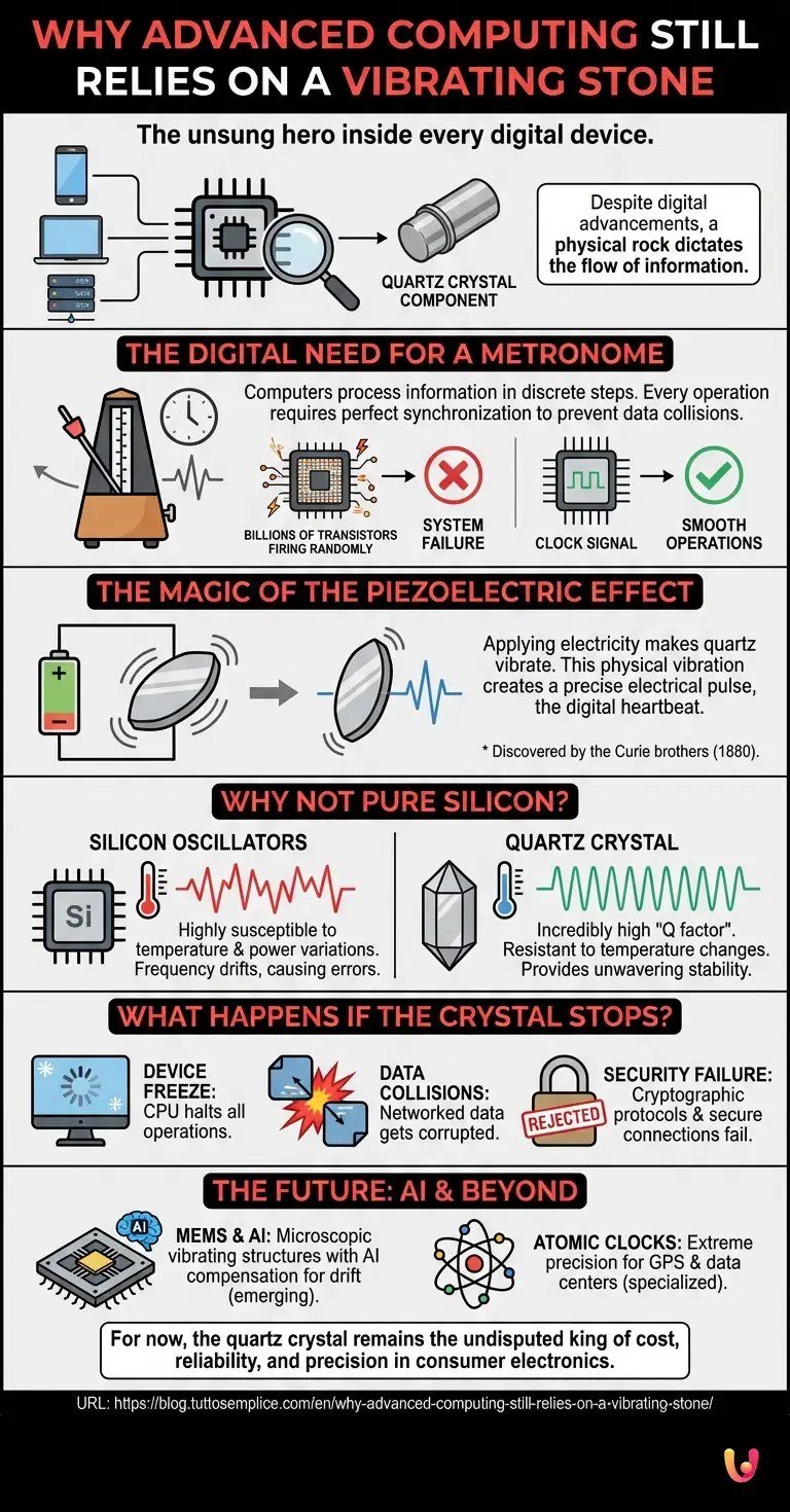Why advanced computing still relies on a vibrating stone - Summary Infographic