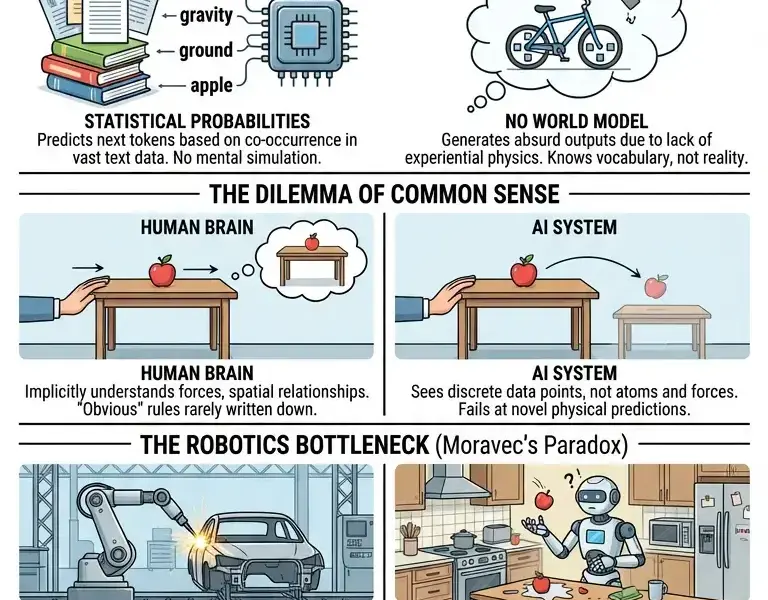 Infografica: Why Modern AI Fails at the Exact Physics a 1-Year-Old Masters