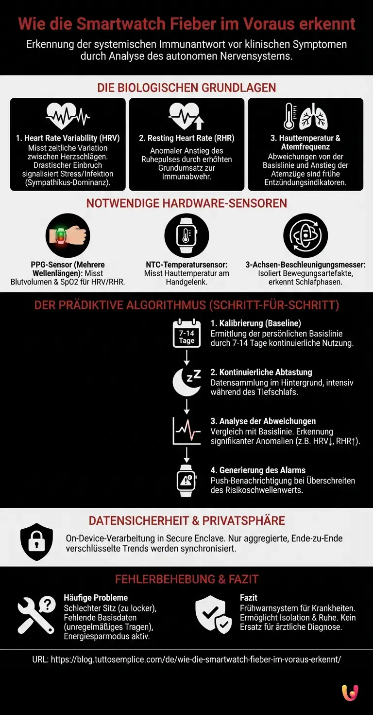 Wie die Smartwatch Fieber im Voraus erkennt - Zusammenfassende Infografik
