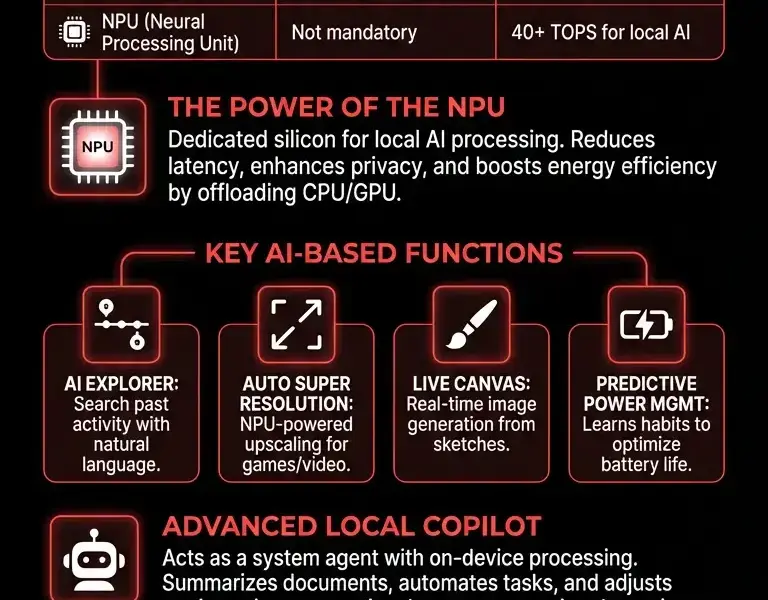 Infografica: Windows 12: New Features, Hardware Requirements, and AI Functions