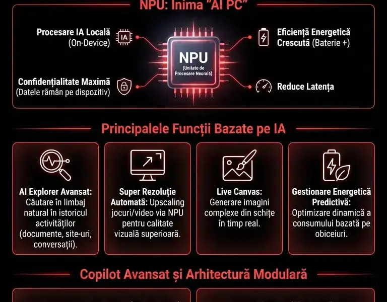Infografica: Windows 12: Noutăți, Cerințe Hardware și Funcții IA