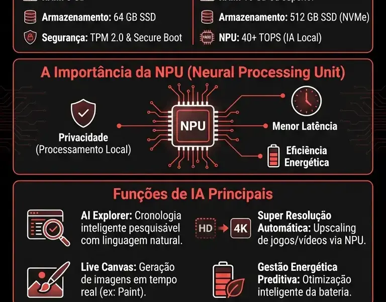 Infografica: Windows 12: Novidades, Requisitos de Hardware e Fun&ccedil;&otilde;es de IA