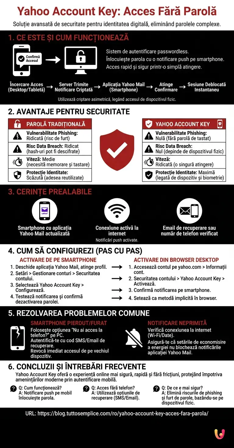 Yahoo Account Key: Acces Fără Parolă - Infografic rezumativ