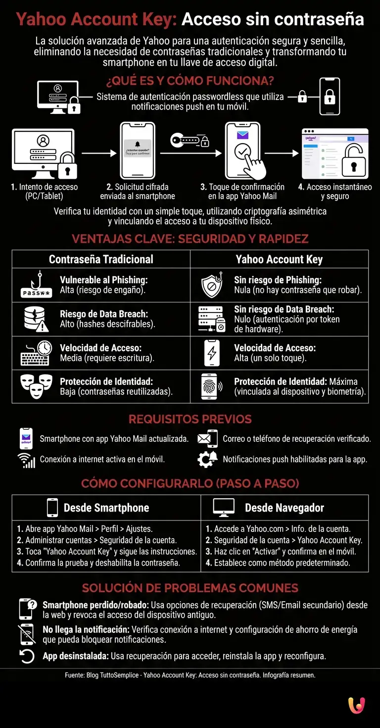 Yahoo Account Key: Acceso sin contrase&ntilde;a - Infograf&iacute;a resumen