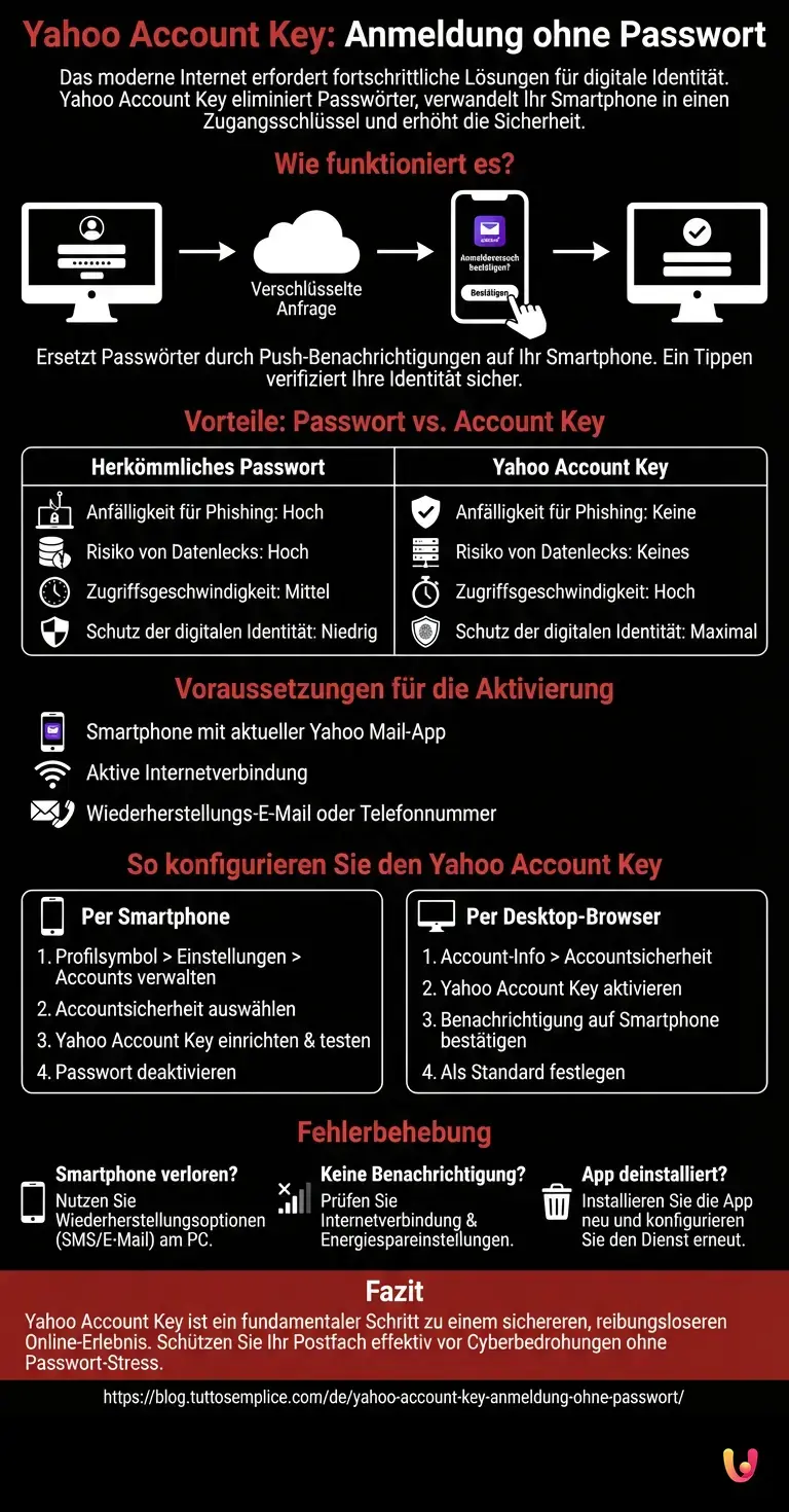 Yahoo Account Key: Anmeldung ohne Passwort - Zusammenfassende Infografik