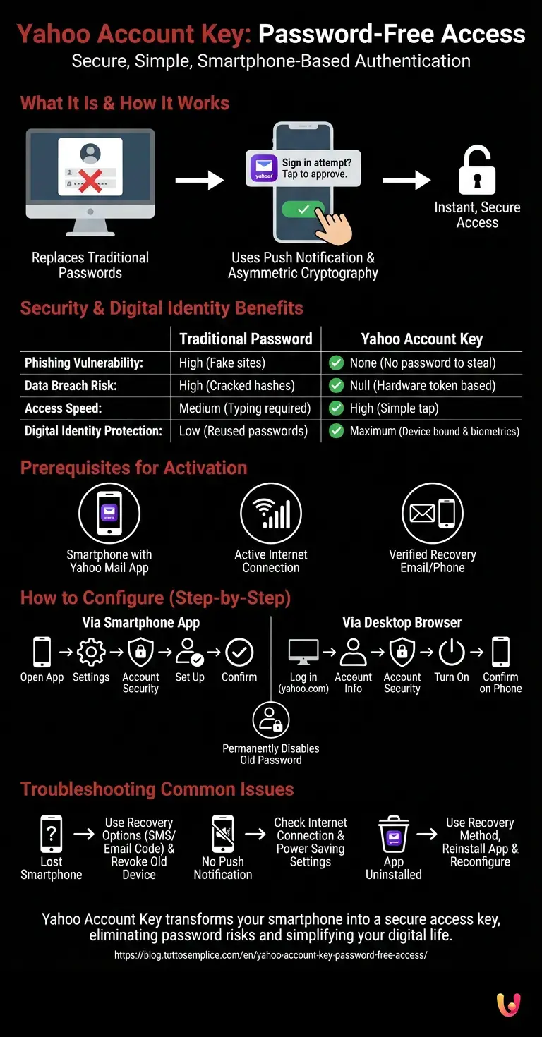 Yahoo Account Key: Password-Free Access - Summary Infographic