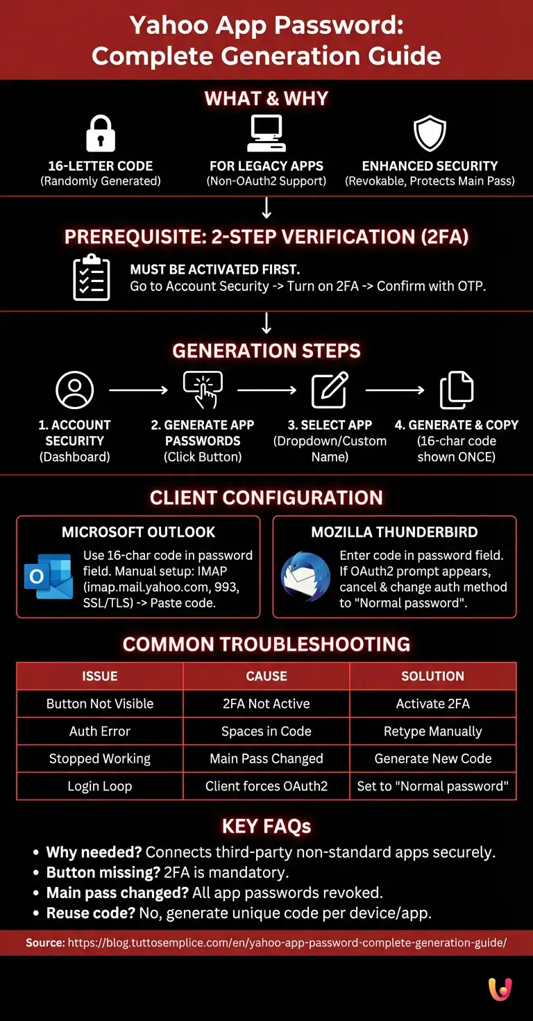 Yahoo App Password: Complete Generation Guide - Summary Infographic