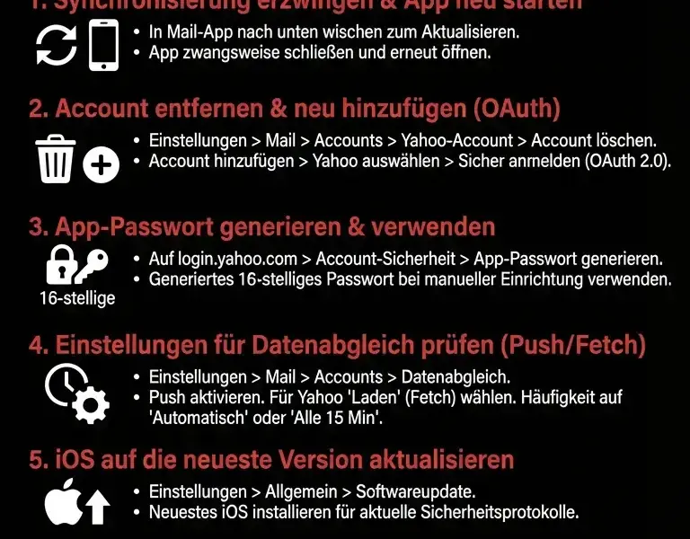 Infografica: Yahoo Mail Probleme auf dem iPhone? 5 einfache und definitive L&ouml;sungen