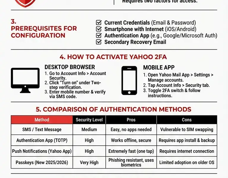 Infografica: Yahoo Security Guide 2026: Two-Step Verification