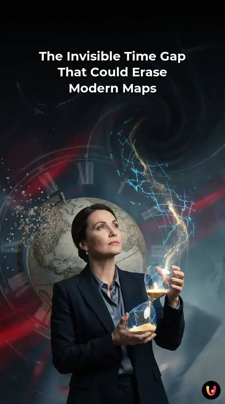 GPS satellite orbiting Earth with abstract clock overlay representing time dilation