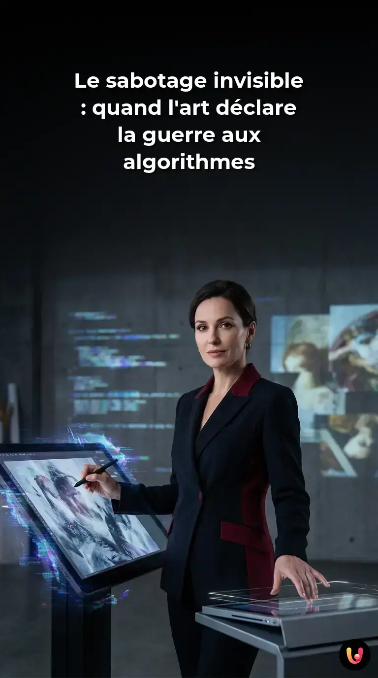 Visualisation abstraite de Nightshade perturbant un réseau de neurones.