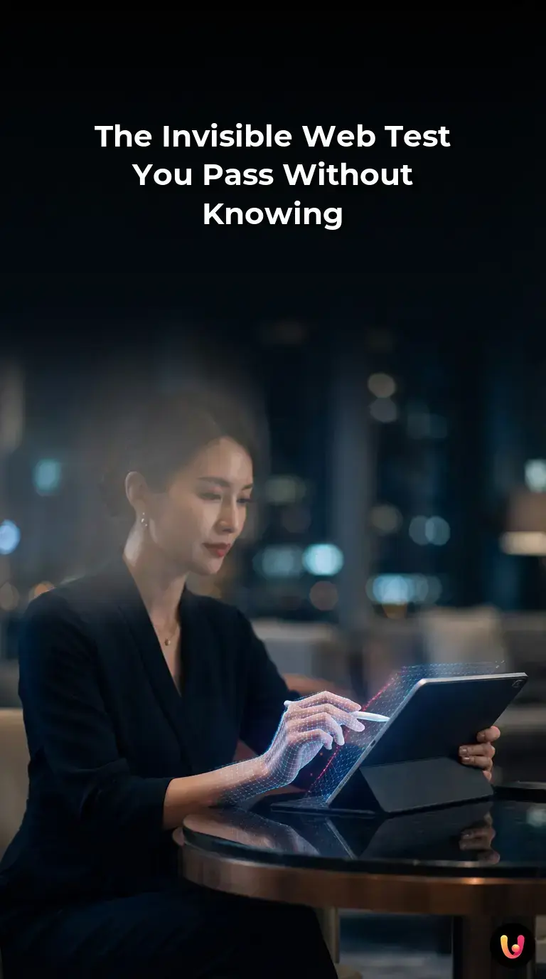 Close-up of a hand using a laptop trackpad with digital security icons glowing in the background.