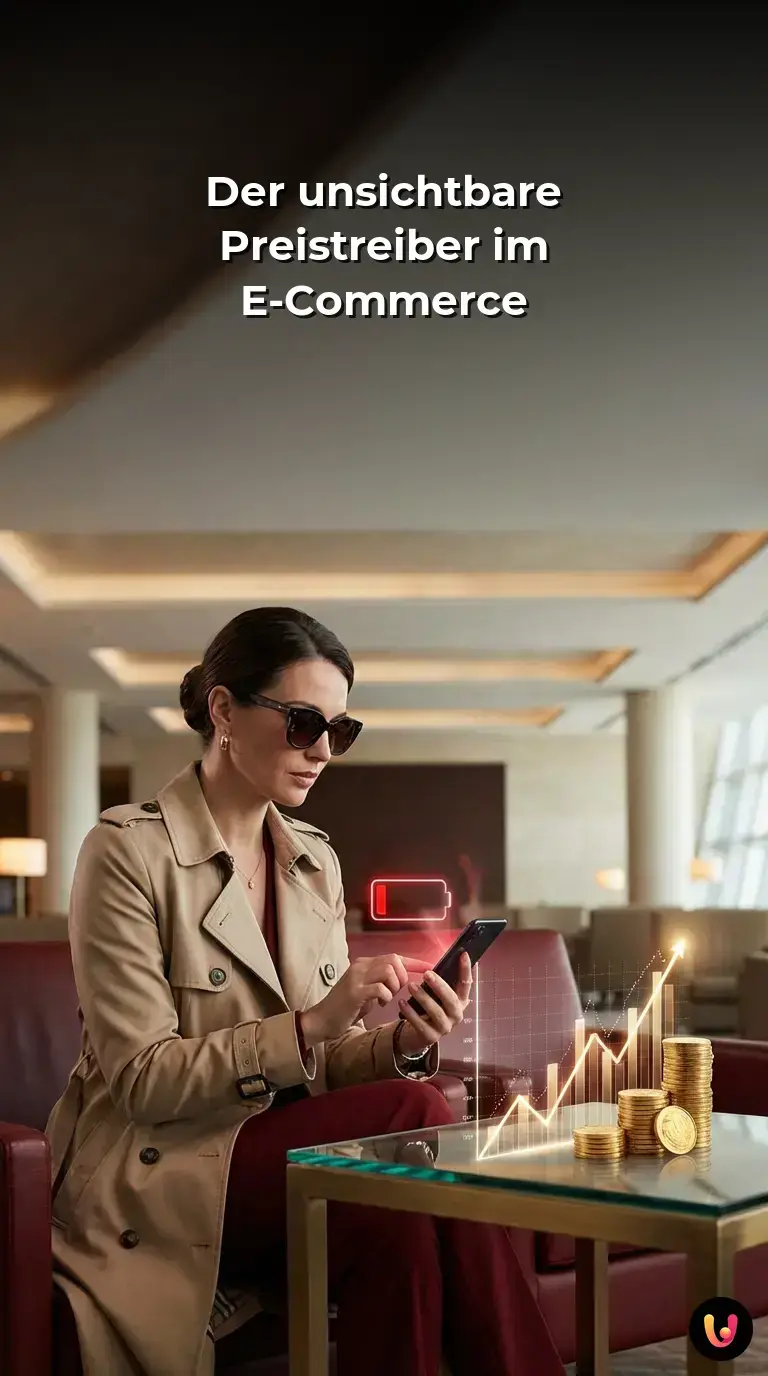 Person hält ein Smartphone mit rotem Akkusymbol und betrachtet steigende Preise.