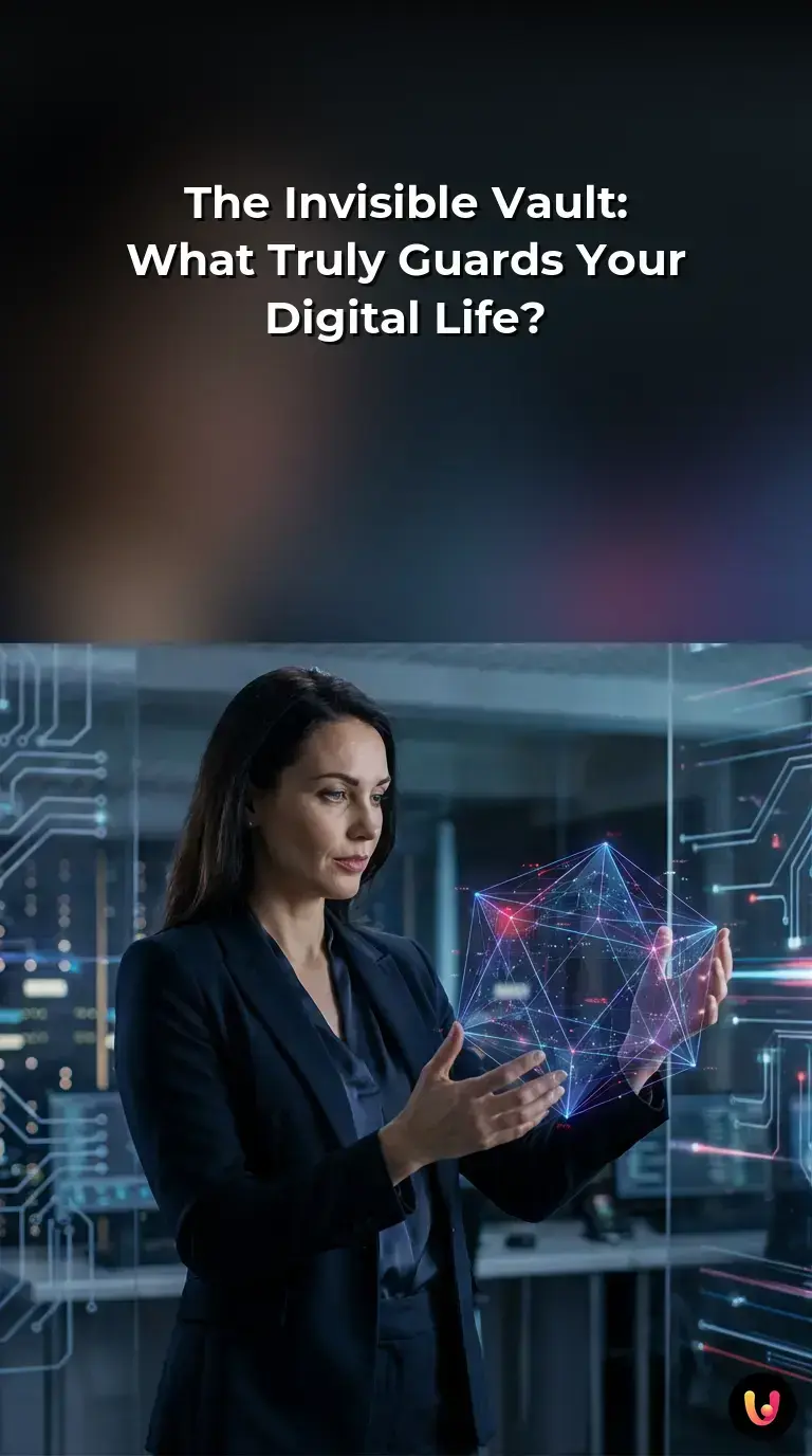 A glowing digital padlock securing streams of binary code inside a dark futuristic vault.