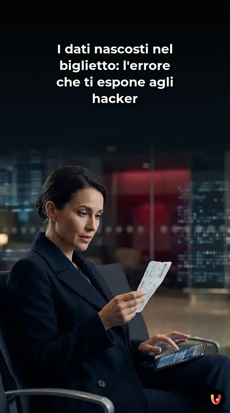 Un criminale informatico scansiona il codice a barre di una carta d'imbarco gettata nel cestino.